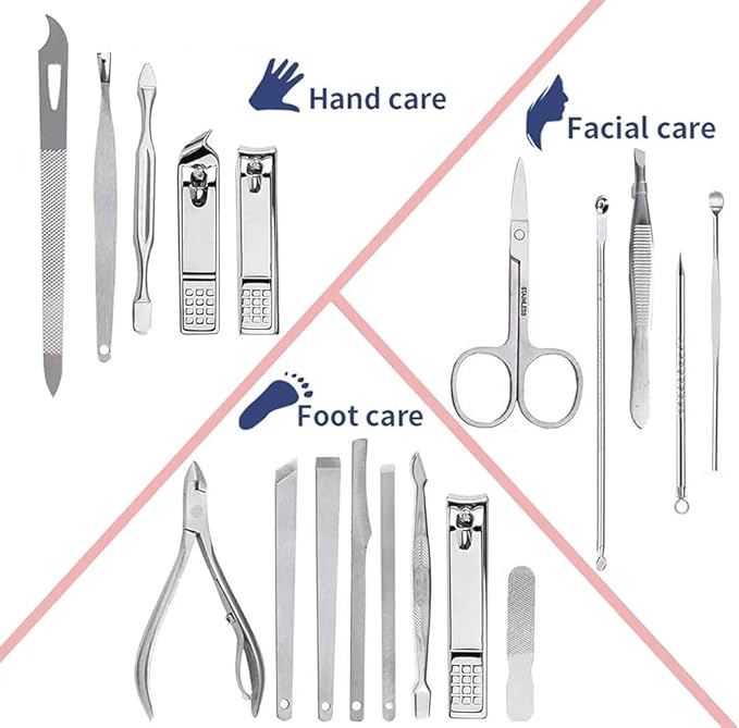 Pedicure Manicure Kit 19 in 1 Manicure Set for Men and Women Fingernails and Toenails with Luxurious Case